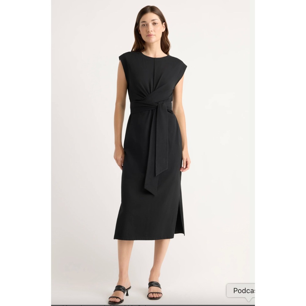 Modern Citizen Fei Tie Front Dress Women Medium Black Organic Cotton Minimalist